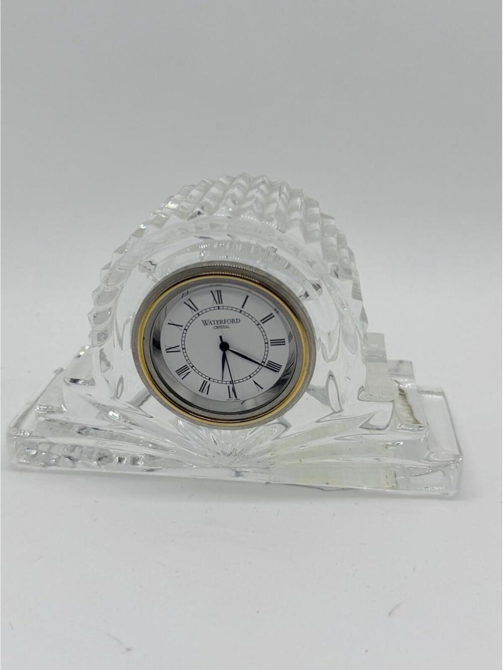 Vintage Waterford Crystal Desk Clock 2.5" Irish Crystal Table Clock Late 20th